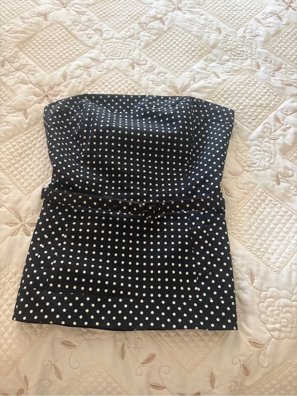 Strapless Black Polka Dot Top with Belt